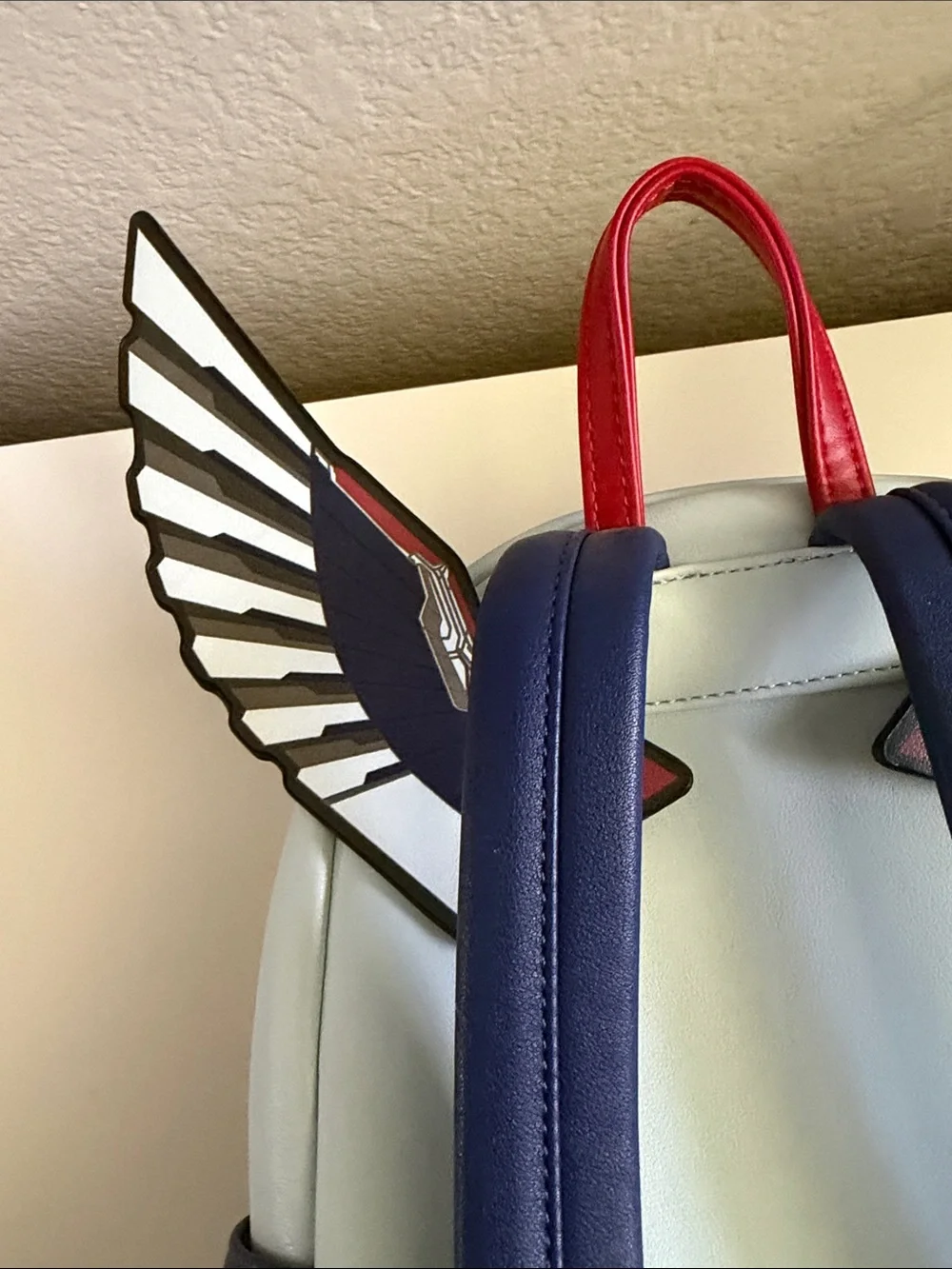 Loungefly Kids Red, White & Blue Falcon and Winter Soldier Shield Mini Backpack